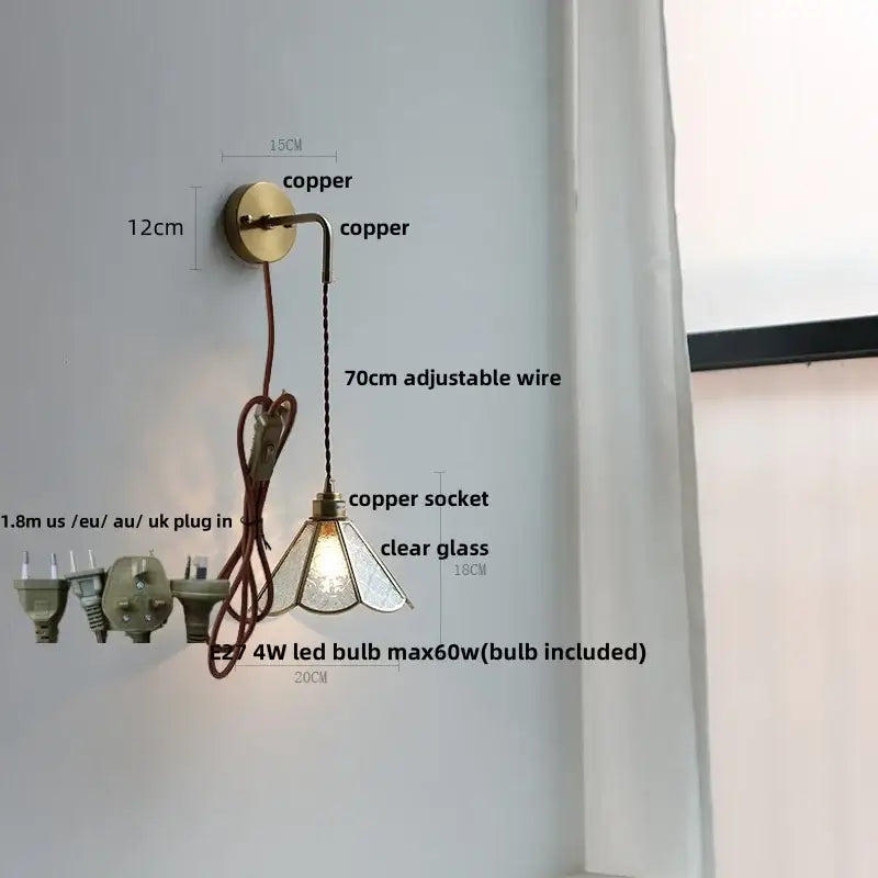DecorBites™ LED Wall Lights Clear Glass Adjustable Bedside Lamp Nordic Modern Style