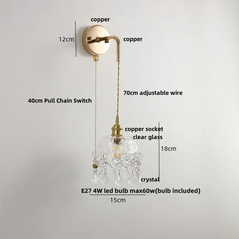 DecorBites™ LED Wall Lights Clear Glass Adjustable Bedside Lamp Nordic Modern Style