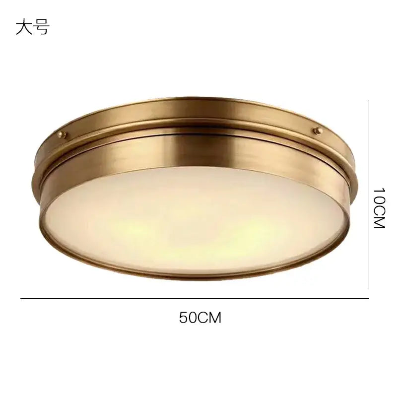 Modern brass led ceiling light for living room with frosted glass