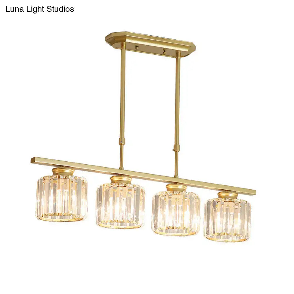 Modern brass triple crystal ceiling pendant light for dining room