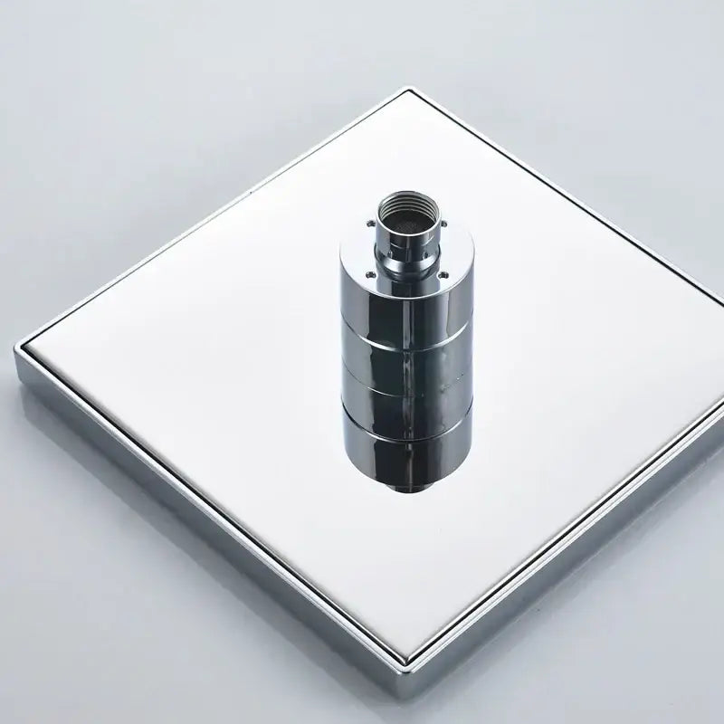 DecorBites™ Bright Chrome LED Rainfall Shower Head: Color Changing Brass Rectangular Shower Faucet