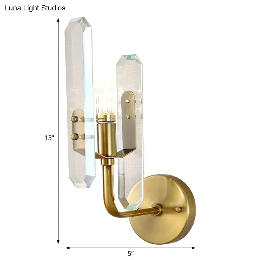 Modern brushed brass crystal shade wall mounted sconce living room