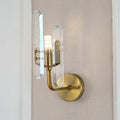 Modern brushed brass crystal shade wall mounted sconce living room