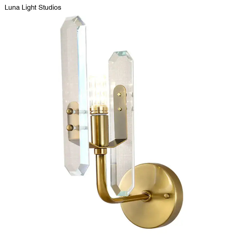 Modern brushed brass crystal shade wall mounted sconce living room