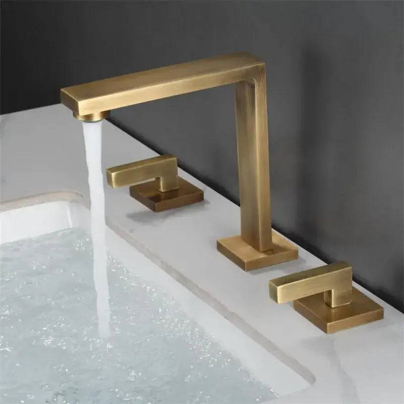 Modern brushed gold waterfall basin faucet bathroom sink fixture