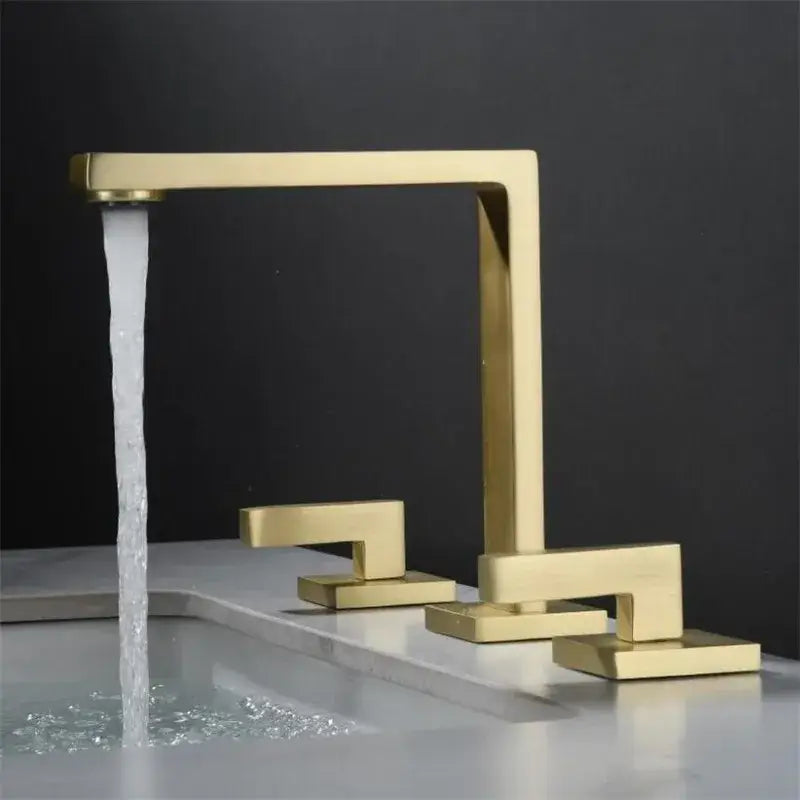 Modern brushed gold waterfall basin faucet bathroom sink fixture