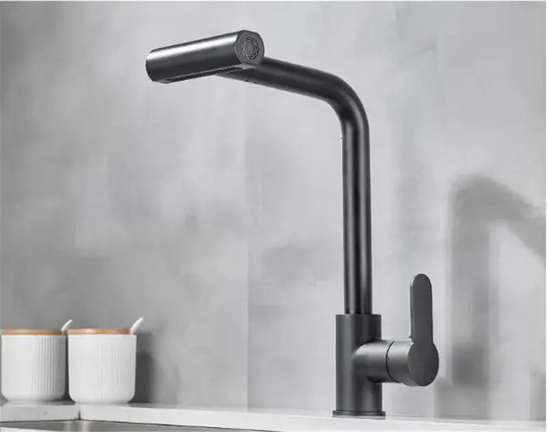 DecorBites™ Gray Waterfall Kitchen Faucet Swivel Pull Out Sink Tap Single Hole