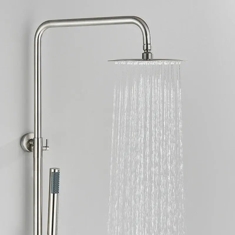 DecorBites™ Brushed Nickel Rainfall Shower System with Hot Cold Mixer for Wall Mount