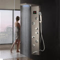 Modern brushed nickel shower panel with led display for bathroom
