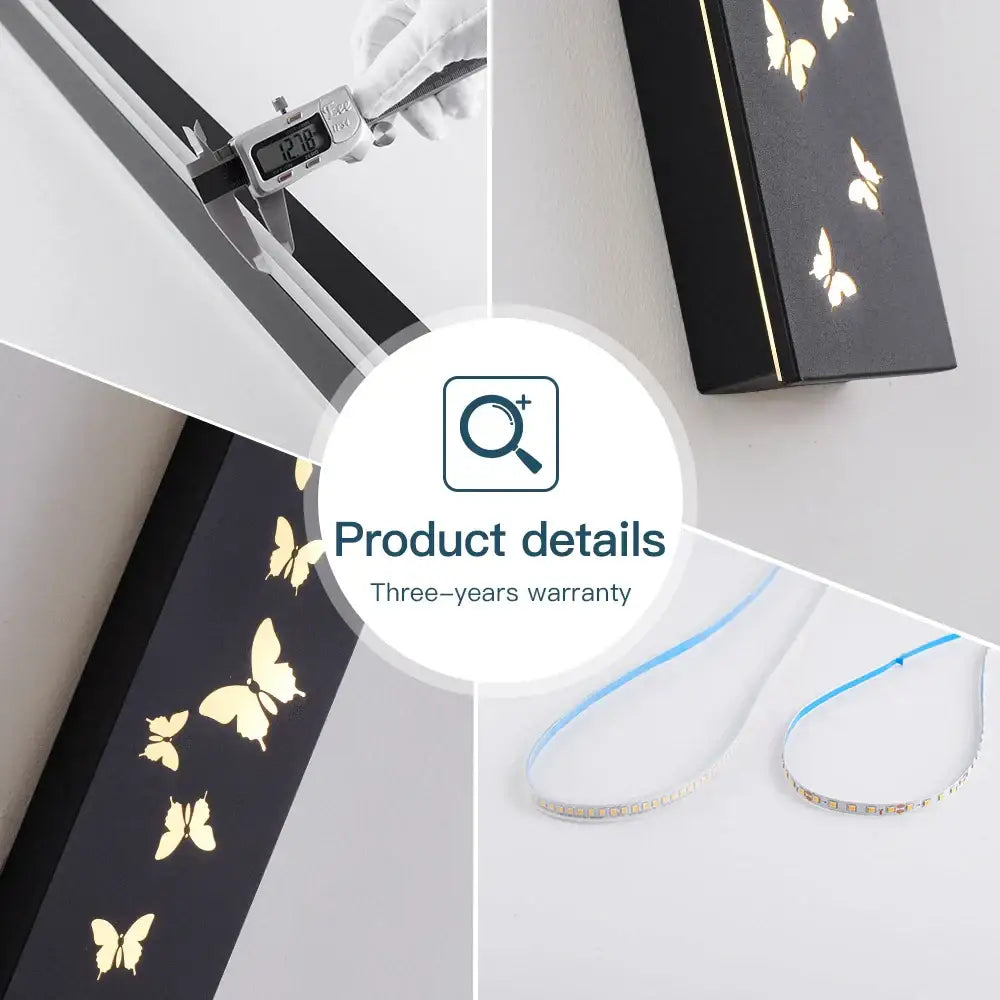 Modern butterfly pattern led outdoor wall sconce black yard light