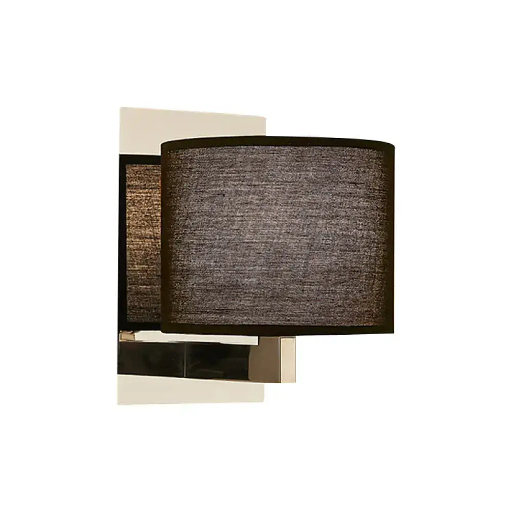 Modern charcoal fabric drum wall sconce bedroom light white & black