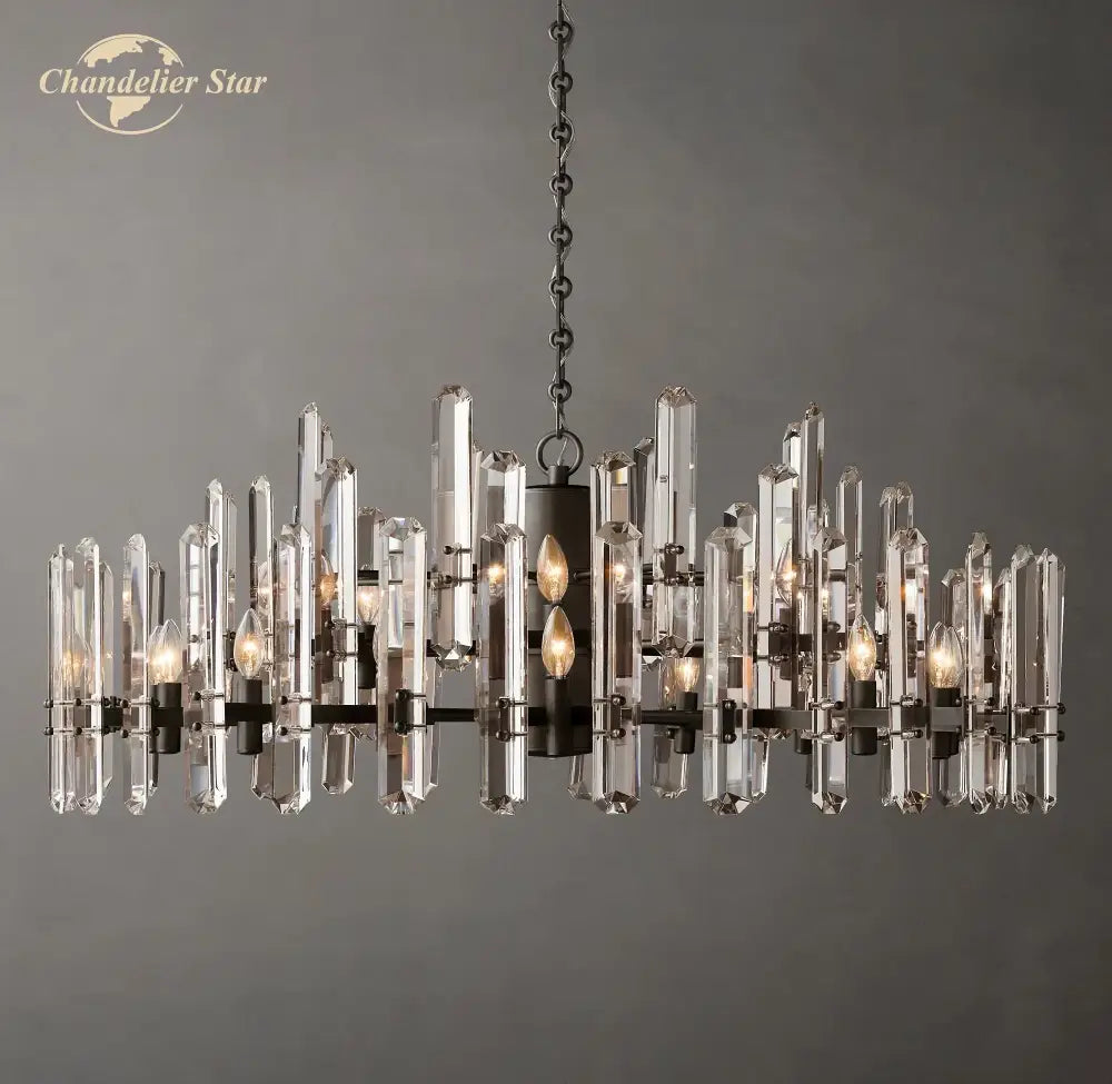 Modern chrome black metal crystal chandelier bedroom pendant light