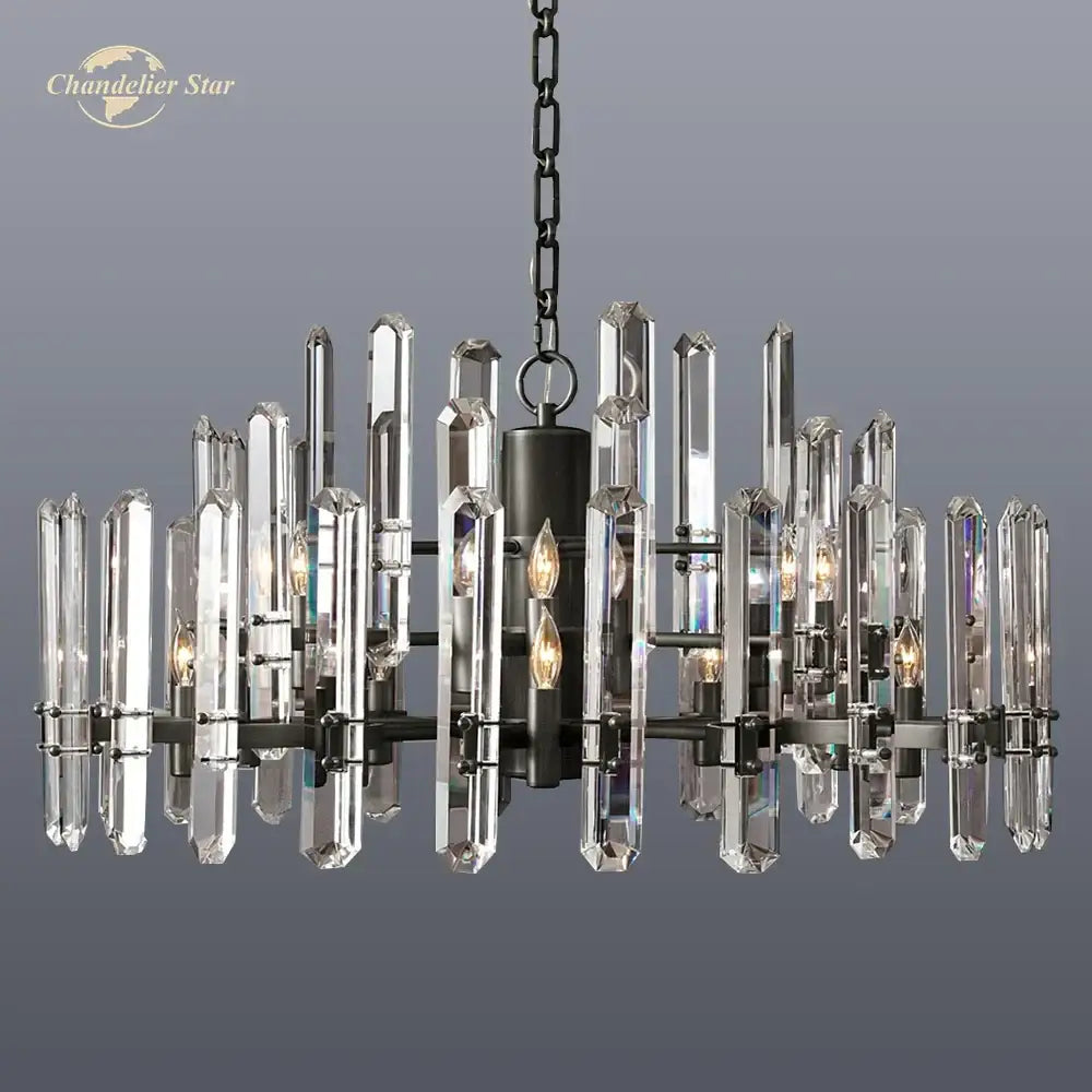 Modern chrome black metal crystal chandelier bedroom pendant light