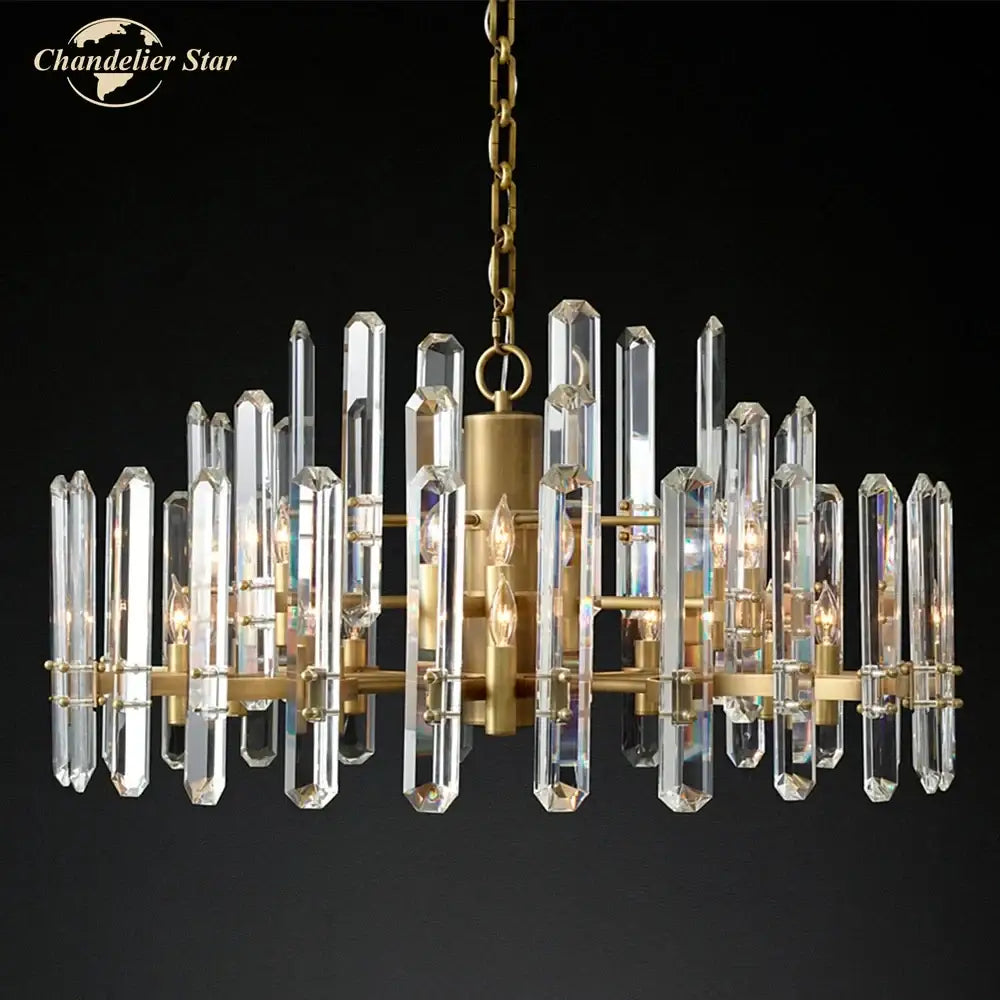Modern chrome black metal crystal chandelier bedroom pendant light