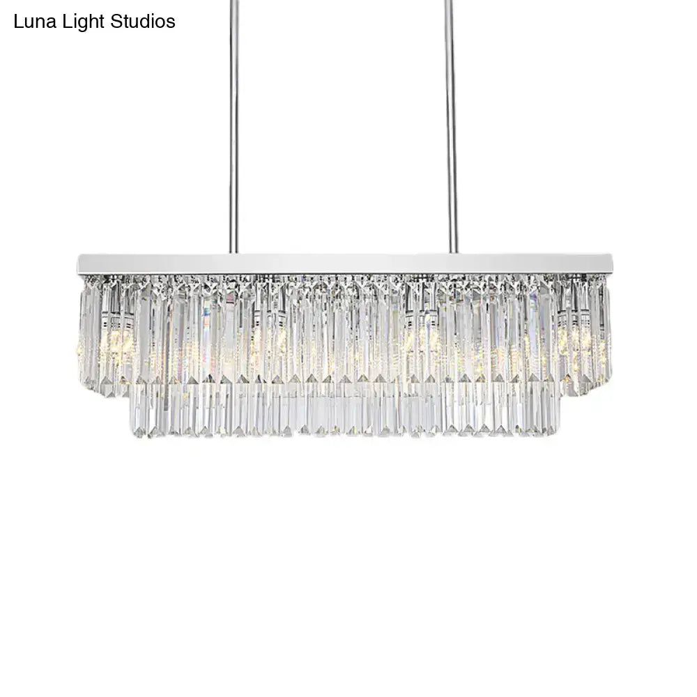 Modern chrome crystal block island light dining room e12 e14 pendant