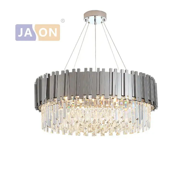 Modern chrome crystal oval led chandelier dining room light