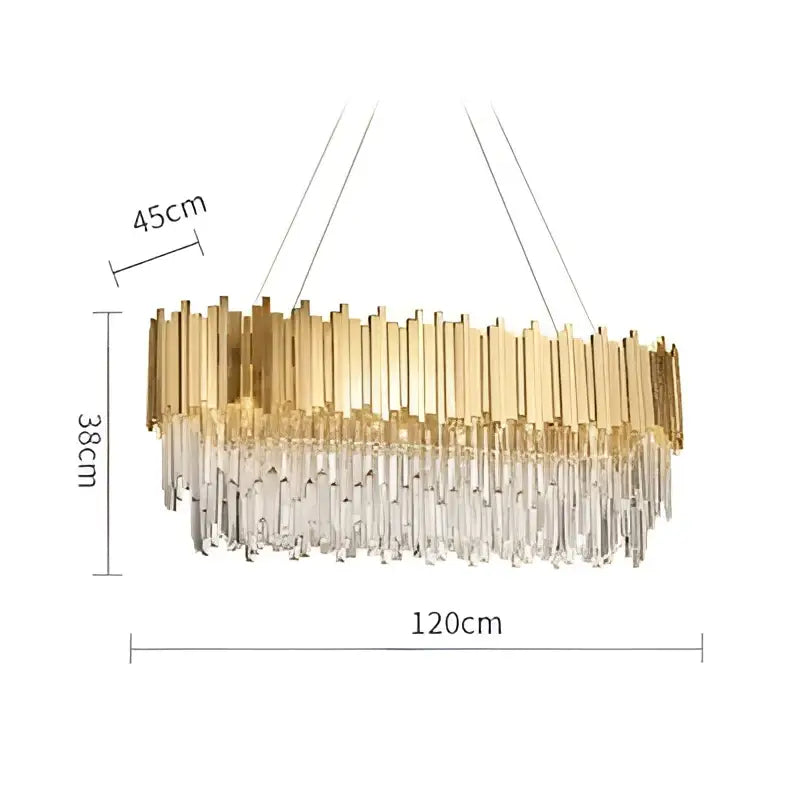 Modern chrome crystal oval led chandelier dining room light