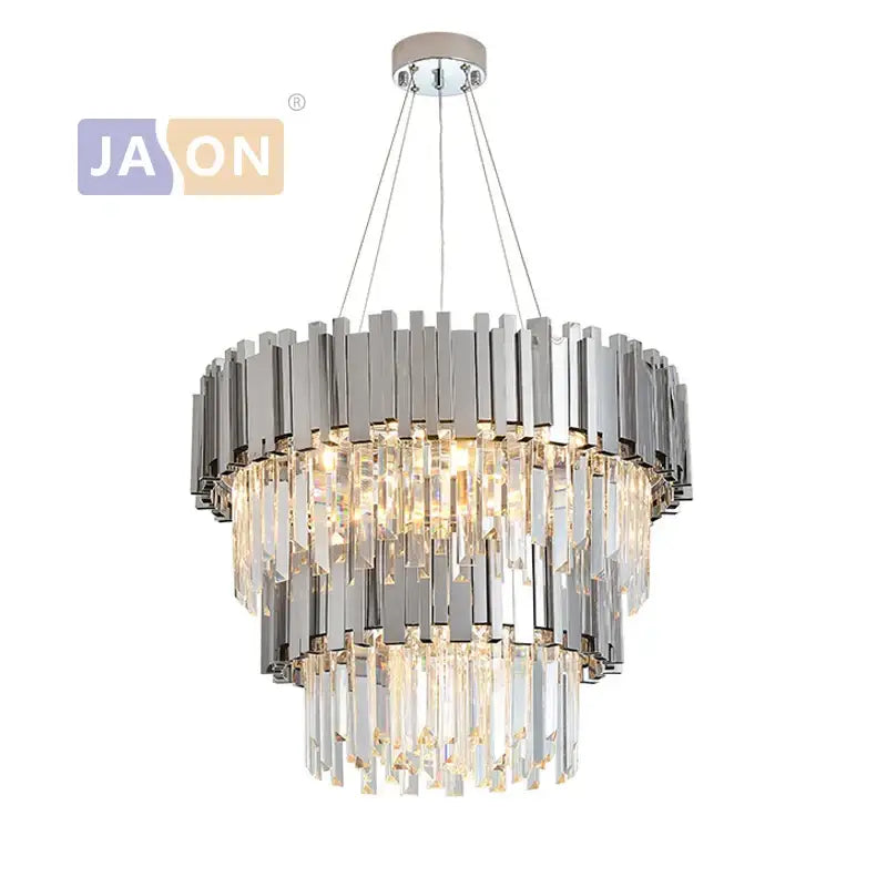 Modern chrome crystal oval led chandelier dining room light