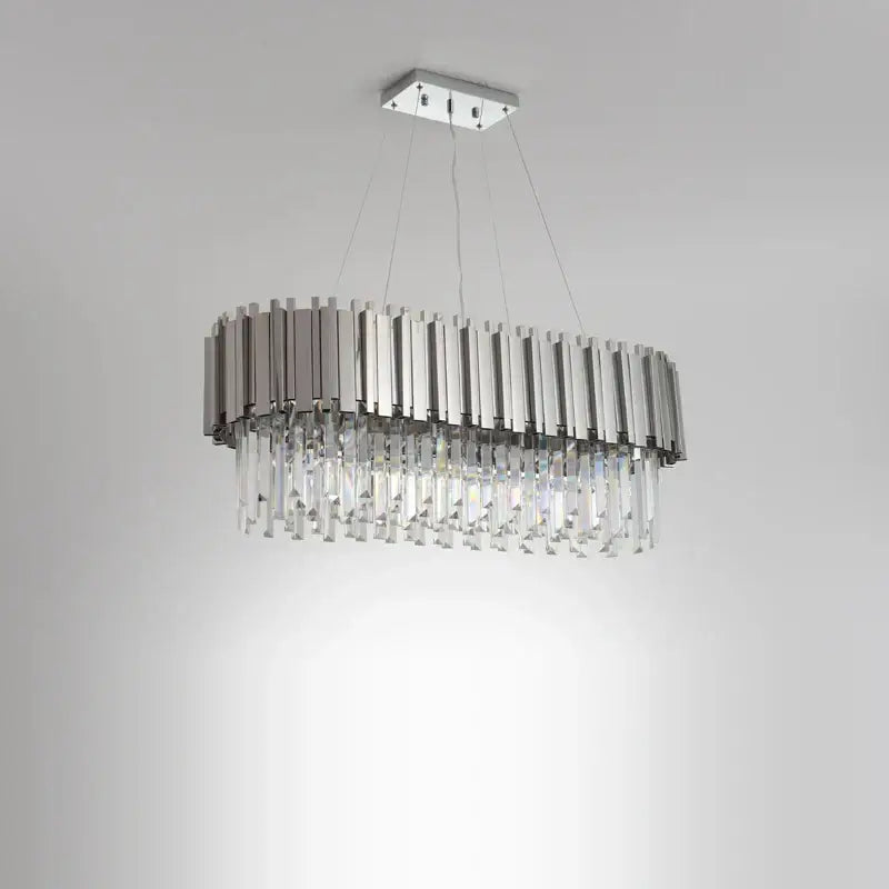 Modern chrome crystal oval led chandelier dining room light