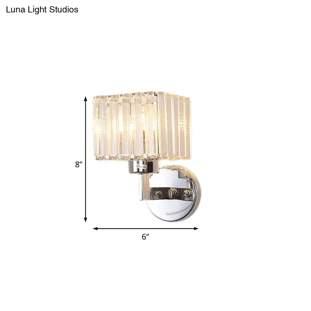 DecorBites™ Modern Chrome Wall Sconce Light with Crystal Rod Shade - 1-Light Hallway Wall Mount
