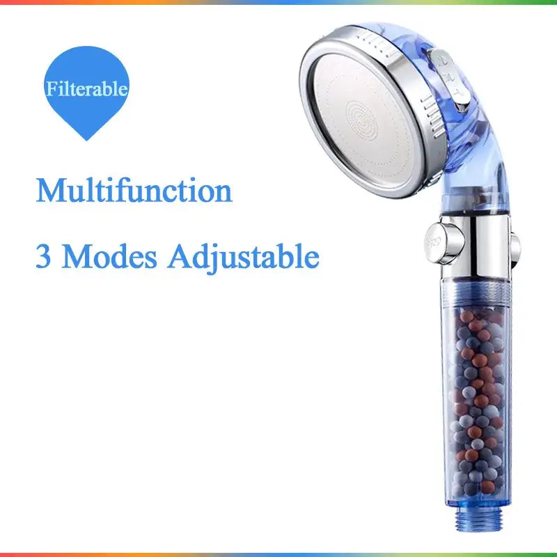 DecorBites™ 3-Function High Pressure Anion Filter Shower Head with Stop Button