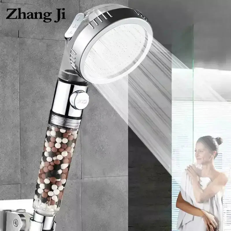 DecorBites™ 3-Function High Pressure Anion Filter Shower Head with Stop Button