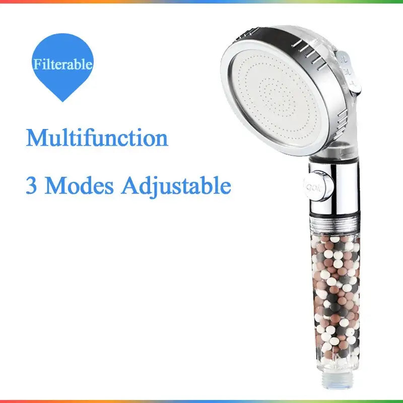 DecorBites™ 3-Function High Pressure Anion Filter Shower Head with Stop Button