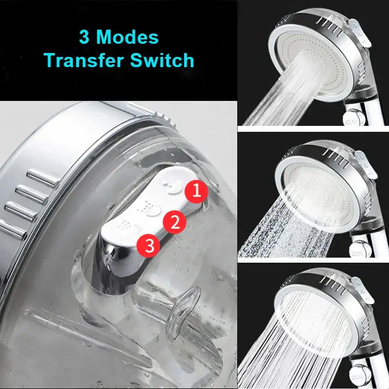 DecorBites™ 3-Function High Pressure Anion Filter Shower Head with Stop Button