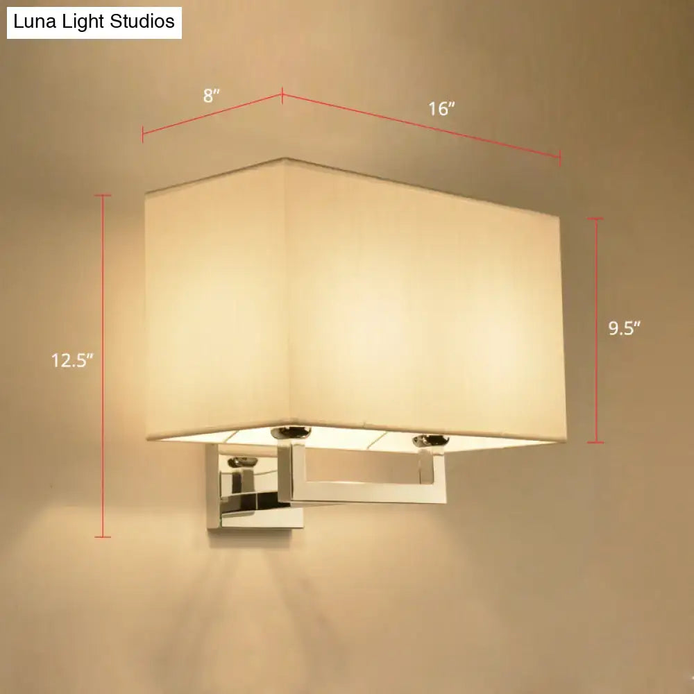 DecorBites™ Modern Chrome 2-Light Rectangular Fabric Wall Lamp