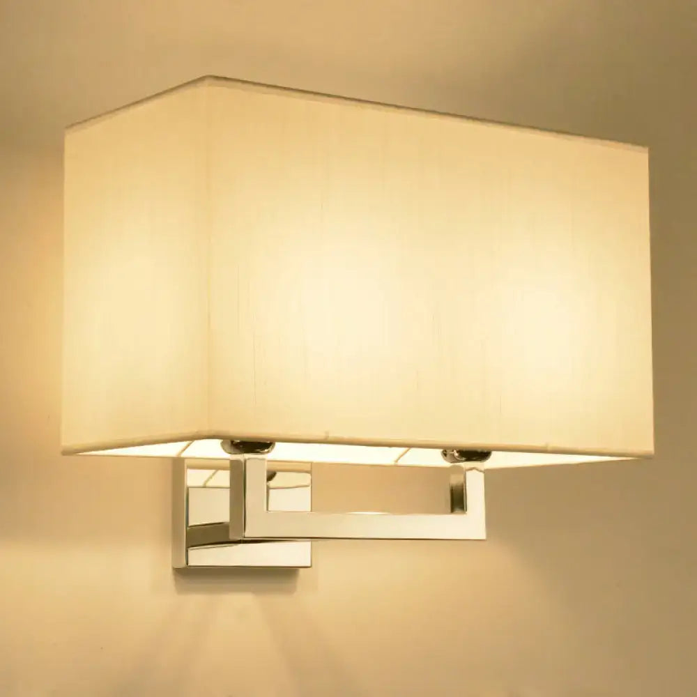 DecorBites™ Modern Chrome 2-Light Rectangular Fabric Wall Lamp