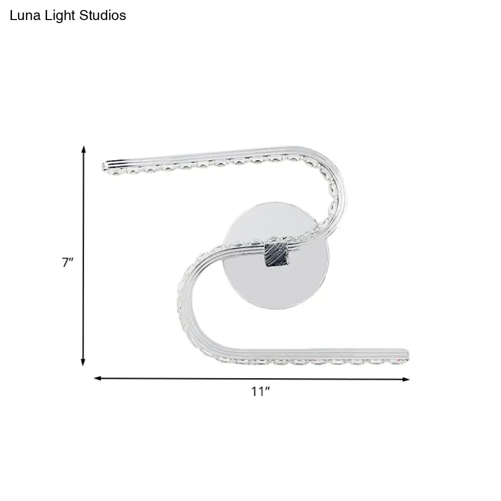 Modern chrome s-shape led wall sconce bedroom warm white light