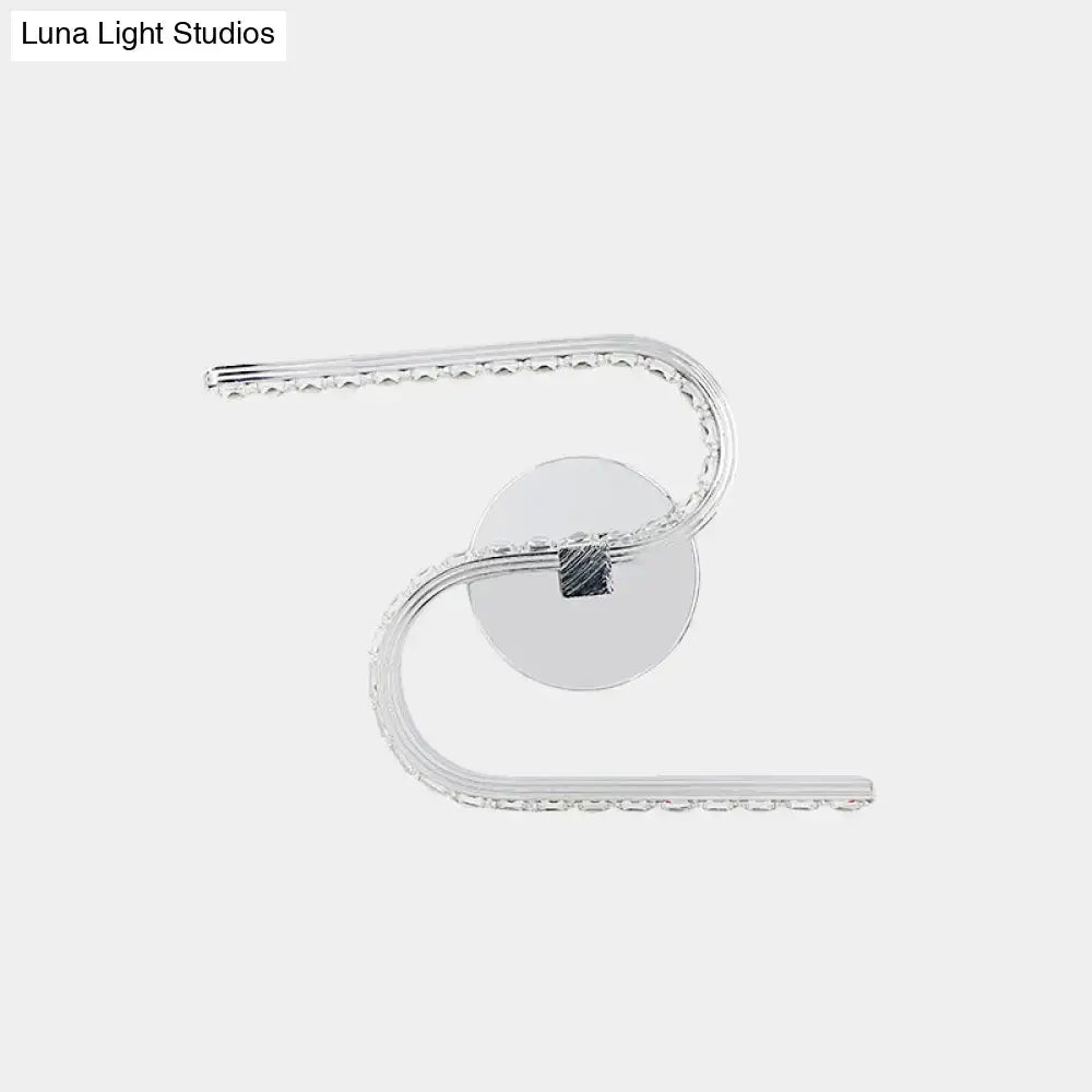 Modern chrome s-shape led wall sconce bedroom warm white light
