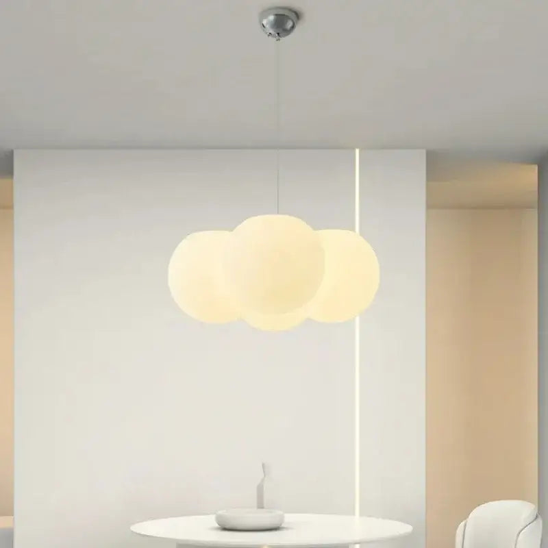 Modern cloud glass ball milky white chandelier living room light