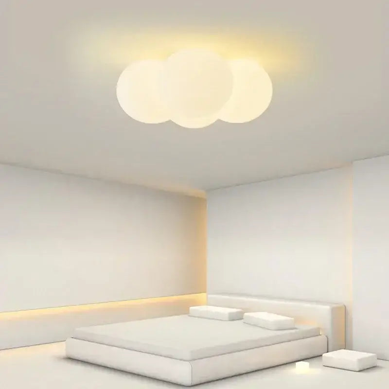 Modern cloud glass ball milky white chandelier living room light
