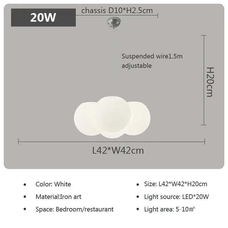 Modern cloud glass ball milky white chandelier living room light