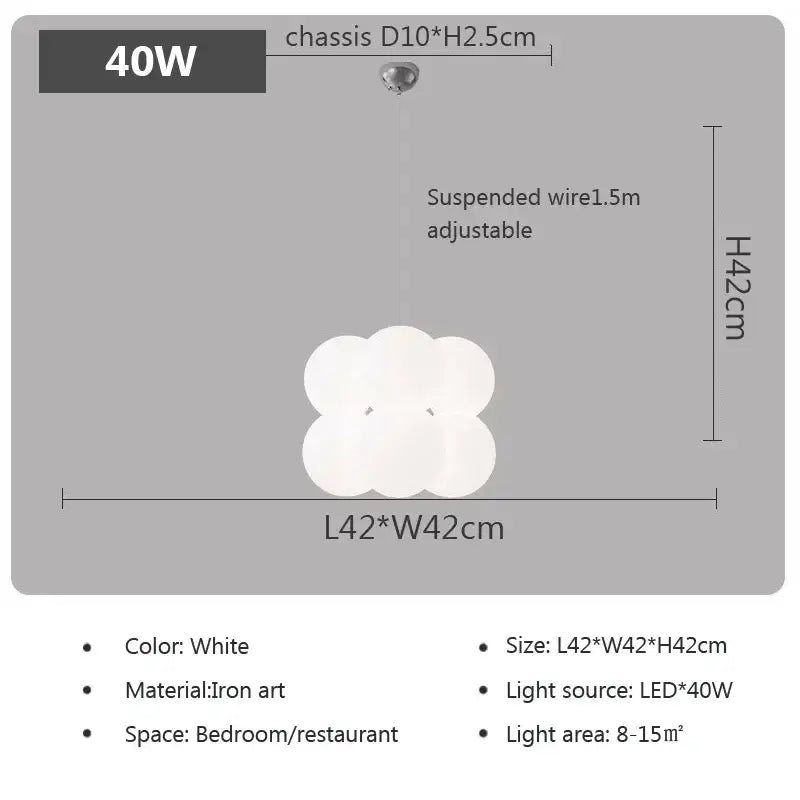 Modern cloud glass ball milky white chandelier living room light