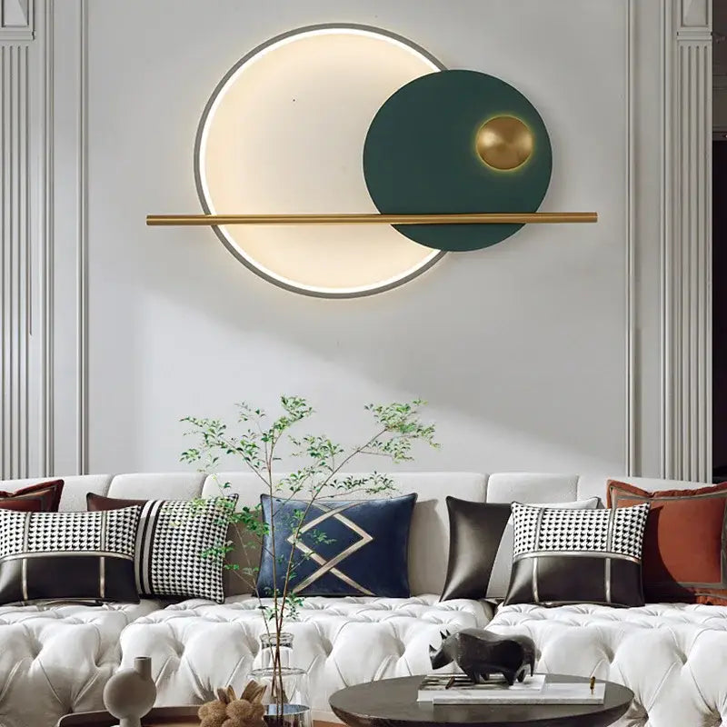 Modern cream & orange circular led wall lamps bedroom lighting