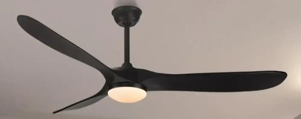 Modern dark wood large wood blade ceiling fan living room remote control