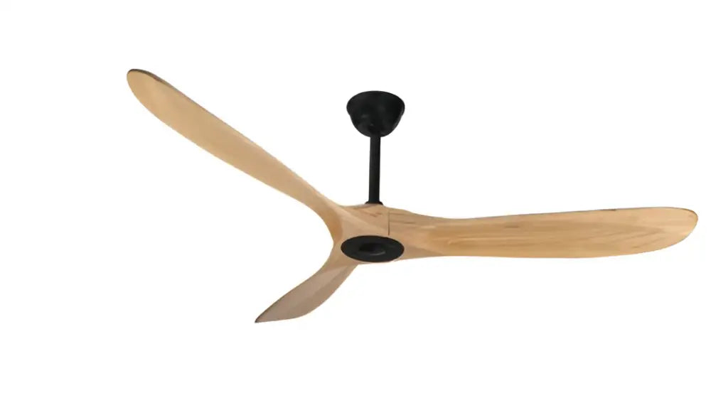 Modern dark wood large wood blade ceiling fan living room remote control