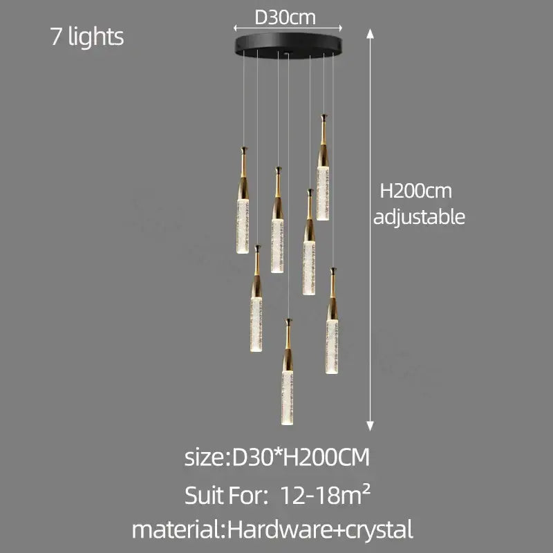 DecorBites™ Crystal Chandelier: Modern Luxury Spiral Staircase Living Room & Bedroom Lighting