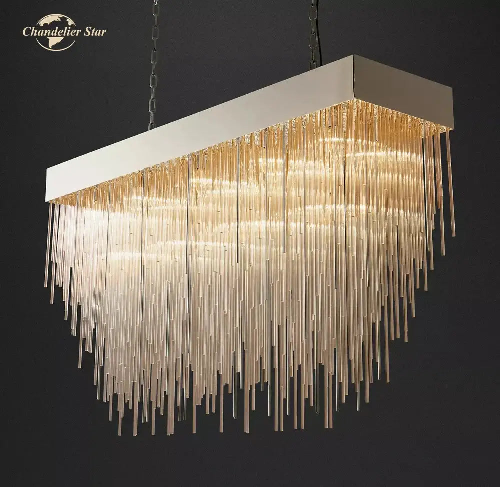 Modern gold cascada rectangular led chandelier dining room light