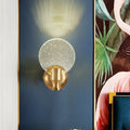 Modern gold circle panel wall light bedroom bubble crystal sconce