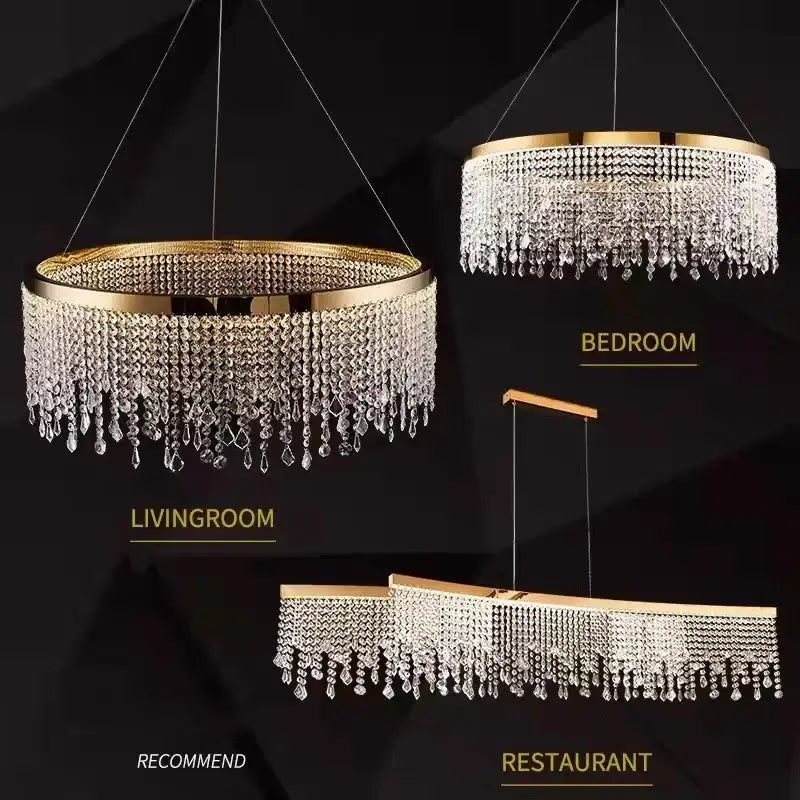 DecorBites™ Crystal Chandelier: Modern Nordic LED Pendant Lighting Fixture for Luxe Home Decor