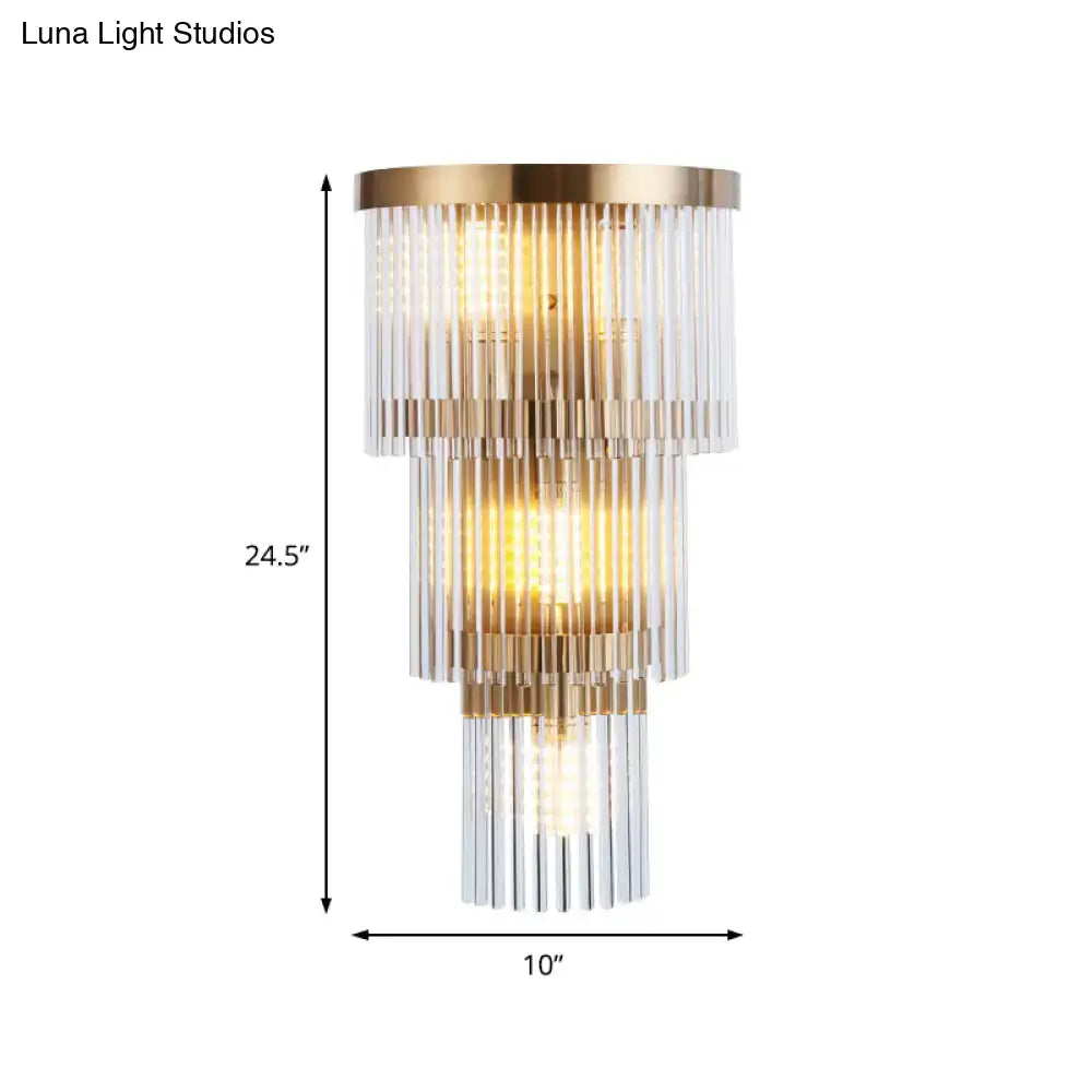 Modern gold crystal rod tiered wall lamp dining room lighting