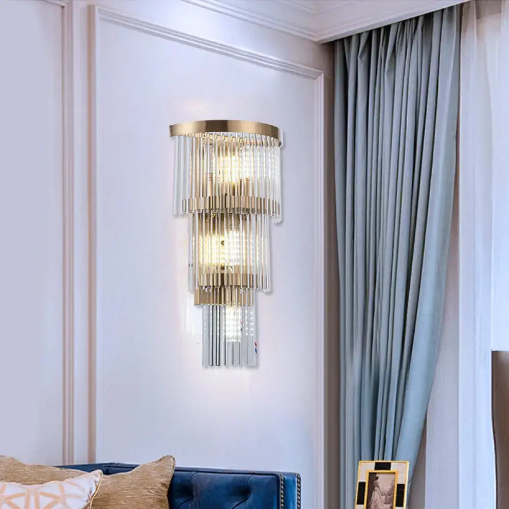Modern gold crystal rod tiered wall lamp dining room lighting