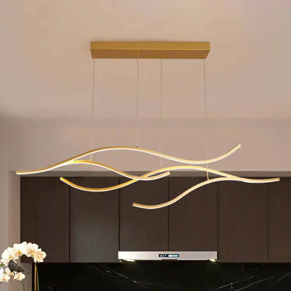 Modern gold curved led metal pendant light kitchen lighting fixture