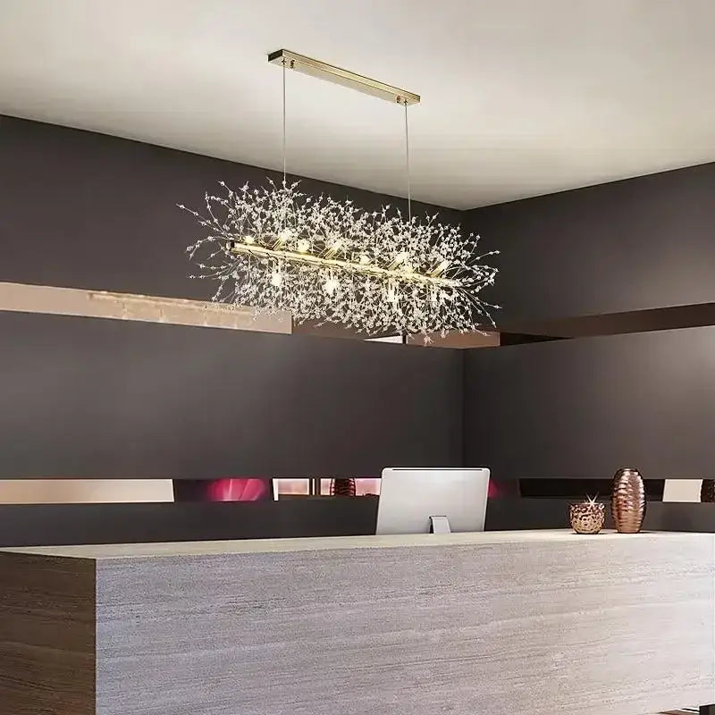 Modern gold dandelion crystal ceiling lamp for dining room