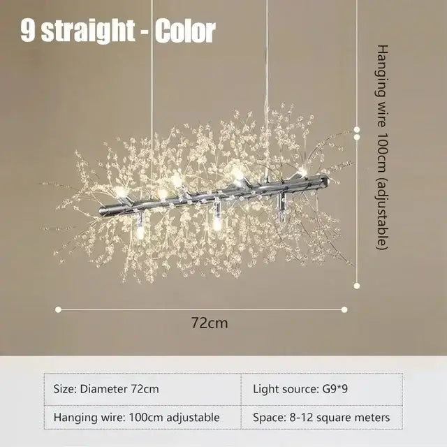 Modern gold dandelion crystal ceiling lamp for dining room