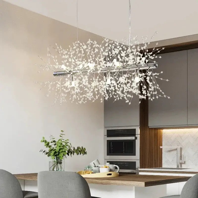 Modern gold dandelion crystal ceiling lamp for dining room