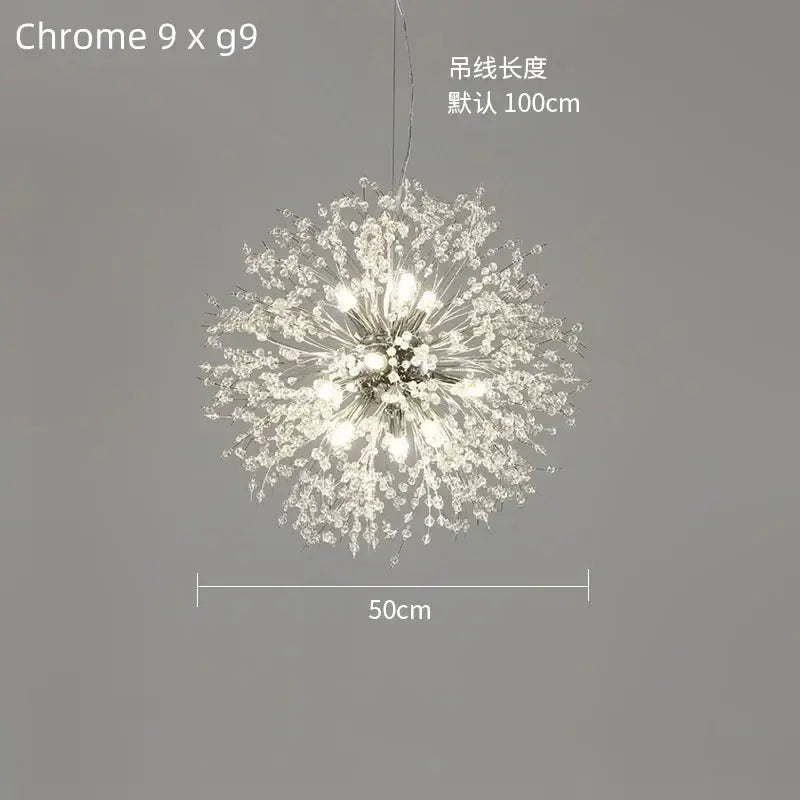 Modern gold dandelion crystal ceiling lamp for dining room